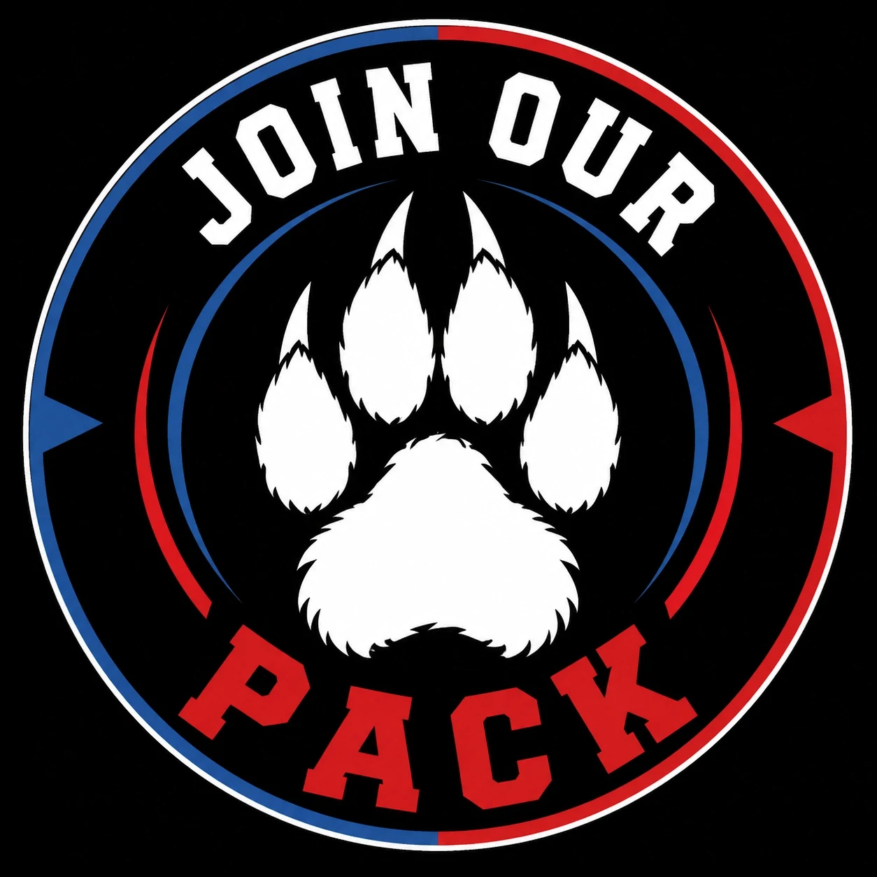 Timberwolf Taekwondo Join Our Pack paw-print badge